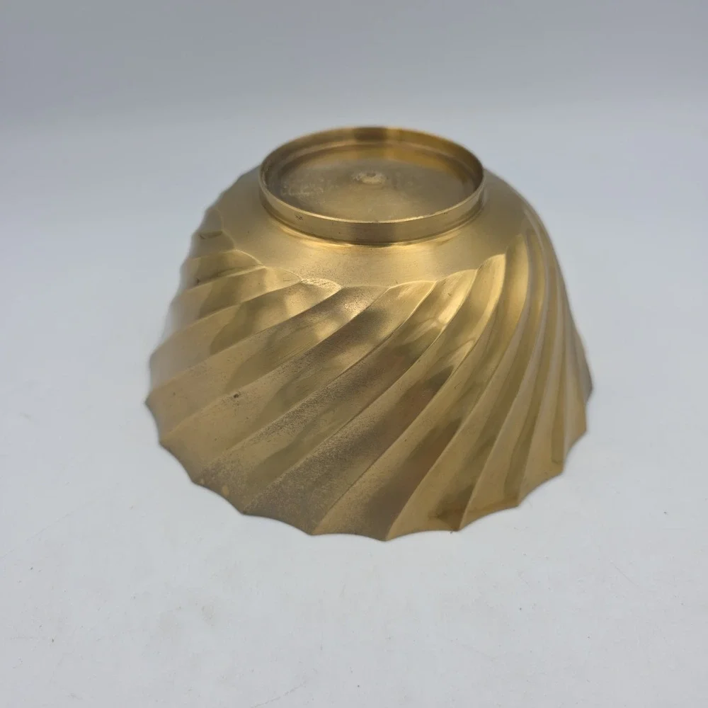 Vintage 70s‎ Curved Wave Heavy Brass Bowl Trinket Dish 1970 India